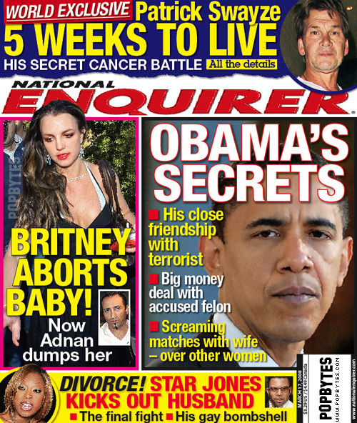 Clinton Supporter's Rag, the NATIONAL ENQUIRER, Calls Obama a ...