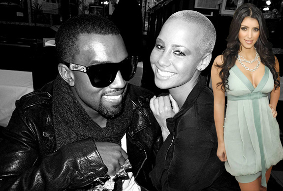 Kanye West Amber Rose and Kim Kardashian